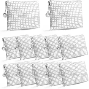 12 Pack Disco Ball Makeup Bag - Disco Party Decorations and Favors, Sequin Mirror Cosmetic Bag for Women