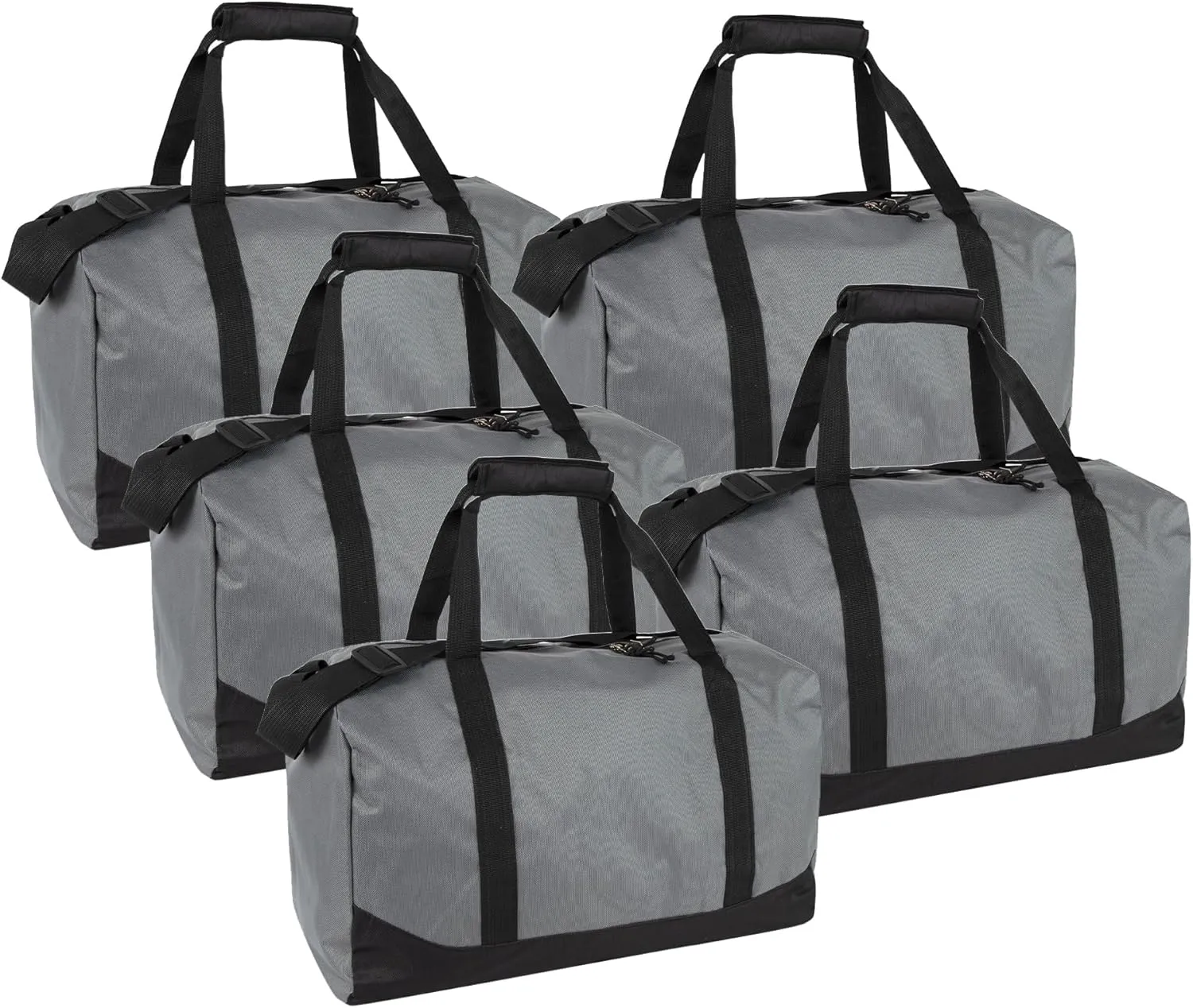 24 Pack Bulk Duffle Bags Wholesale by the Case for Homeless, Sports Teams, and Duffle Bags for Foster Kids (All Grey Pack)