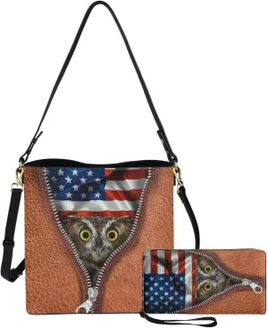 2Pcs Crossbody Bags Set Saddle Bags Shoulder Purses for Women Large Capacity with Zipper Wallet Women Wristlet