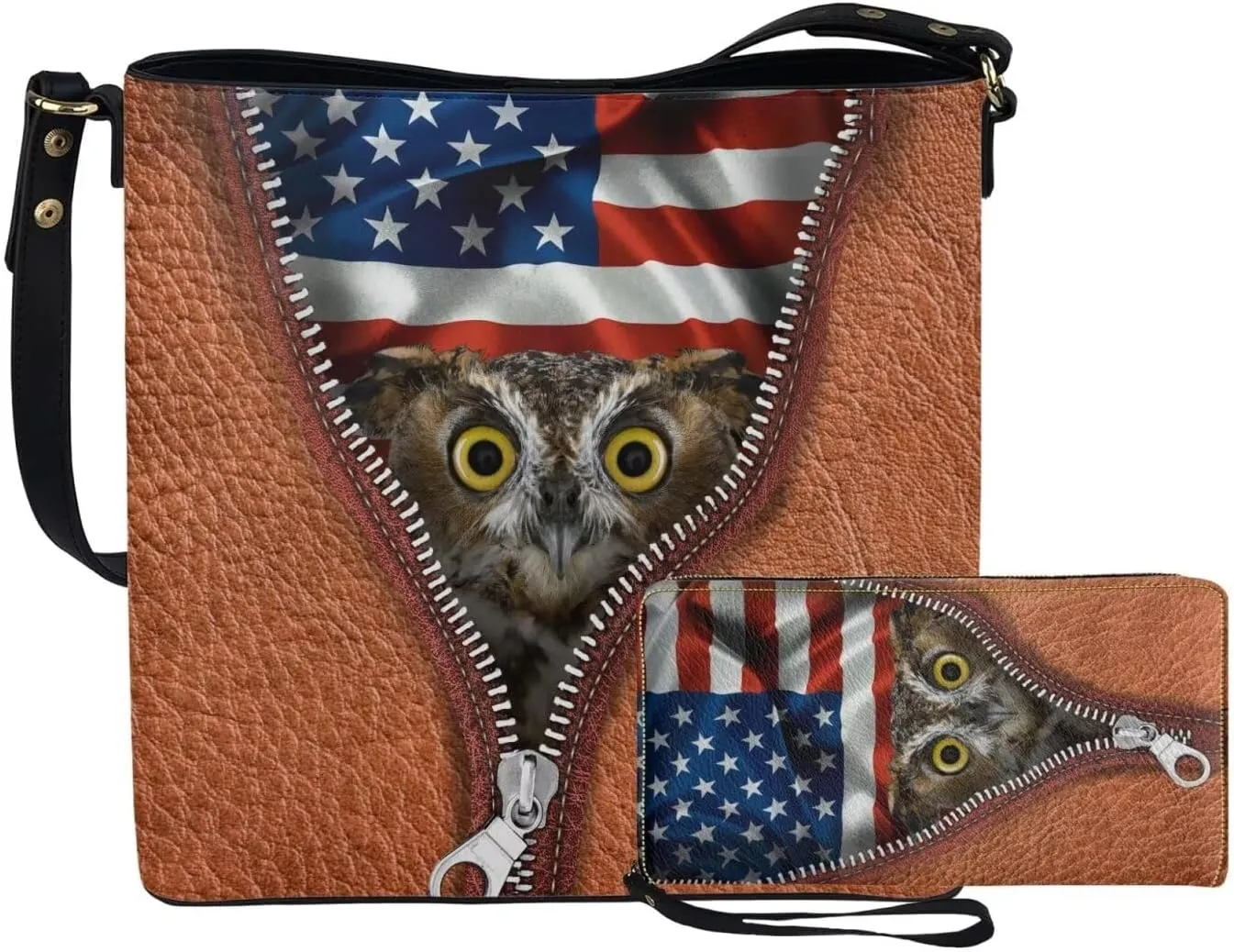 2Pcs Crossbody Bags Set Saddle Bags Shoulder Purses for Women Large Capacity with Zipper Wallet Women Wristlet