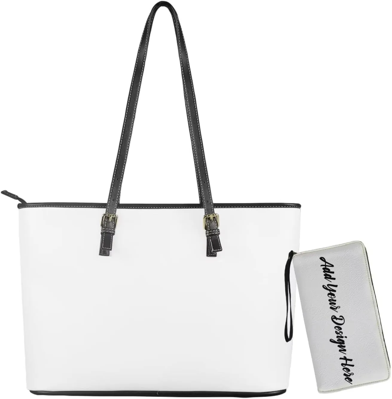 2Pcs Shoulder Bags Set Saddle Bags Tote Bag for Women Large Capacity with Zipper Wallet Women Wristlet