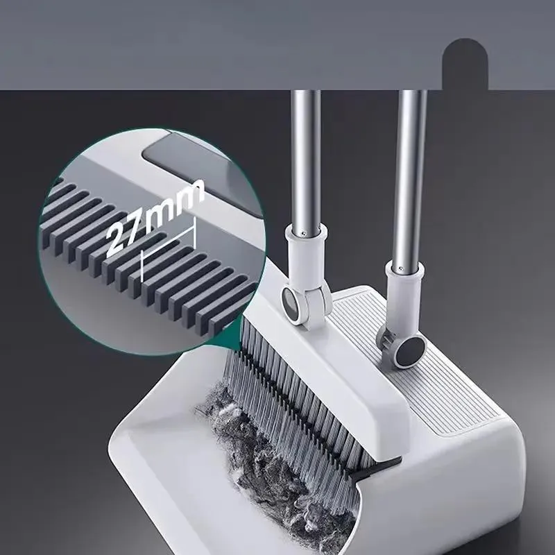 3 in 1 Broom with Dustpan Combo Set, Long Handle Broom and Dustpan Set Push Broom Heavy
