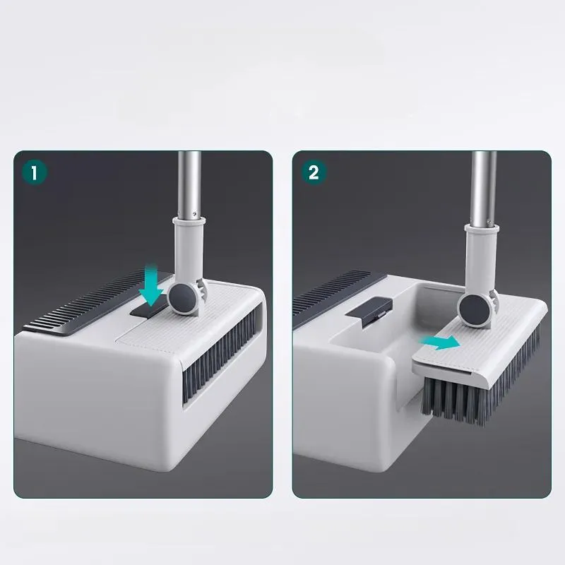 3 in 1 Broom with Dustpan Combo Set, Long Handle Broom and Dustpan Set Push Broom Heavy