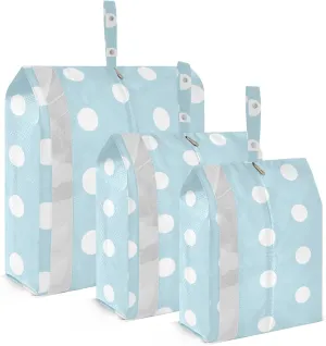 3 Set Packing Cubes Luggage Packing Organizers Polka Dot Blue Travel Packing Storage Bags for Suitcase Travel Accessories