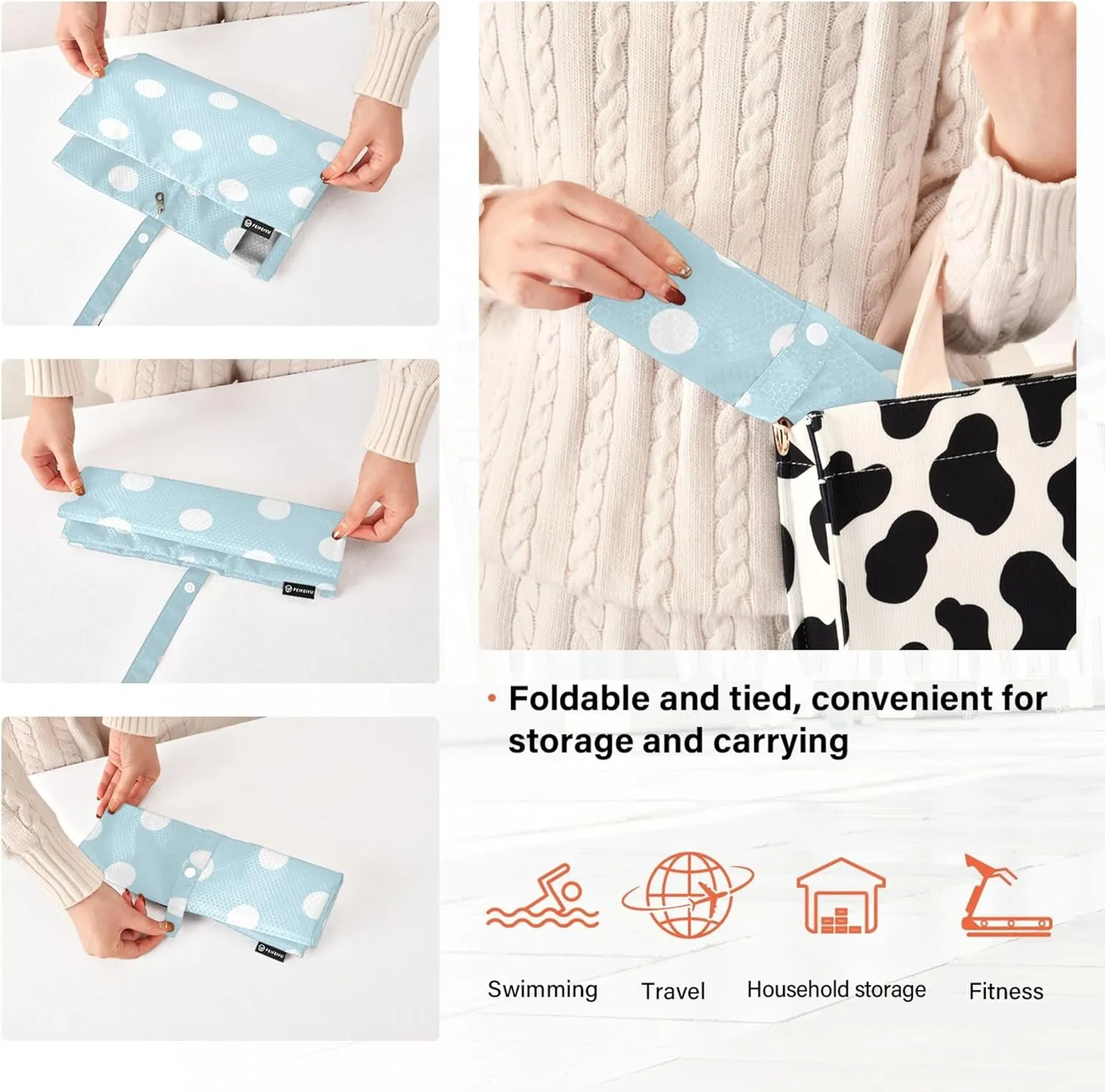 3 Set Packing Cubes Luggage Packing Organizers Polka Dot Blue Travel Packing Storage Bags for Suitcase Travel Accessories