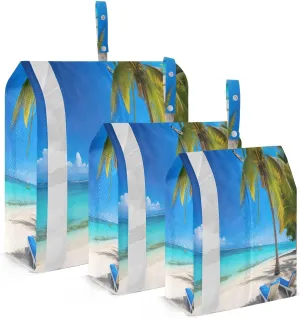 3 Set Travel Packing Cubes Lightweight Foldable Beach Palm Trees Luggage Bags Organizers for Travel Accessories Travel Essentials