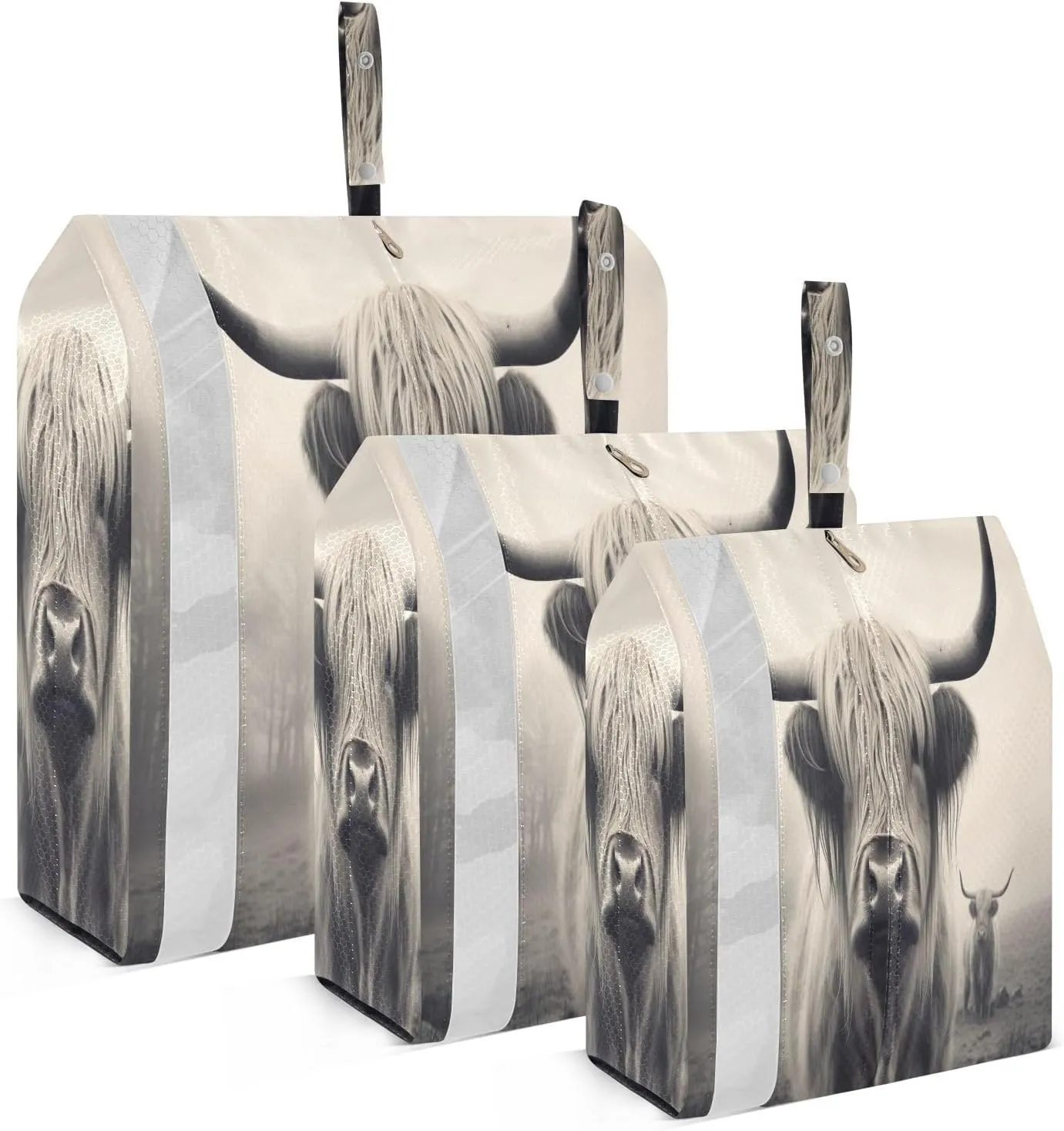 3 Set Travel Packing Cubes Lightweight Foldable Highland Cattle Luggage Bags Organizers for Travel Accessories Travel Essentials