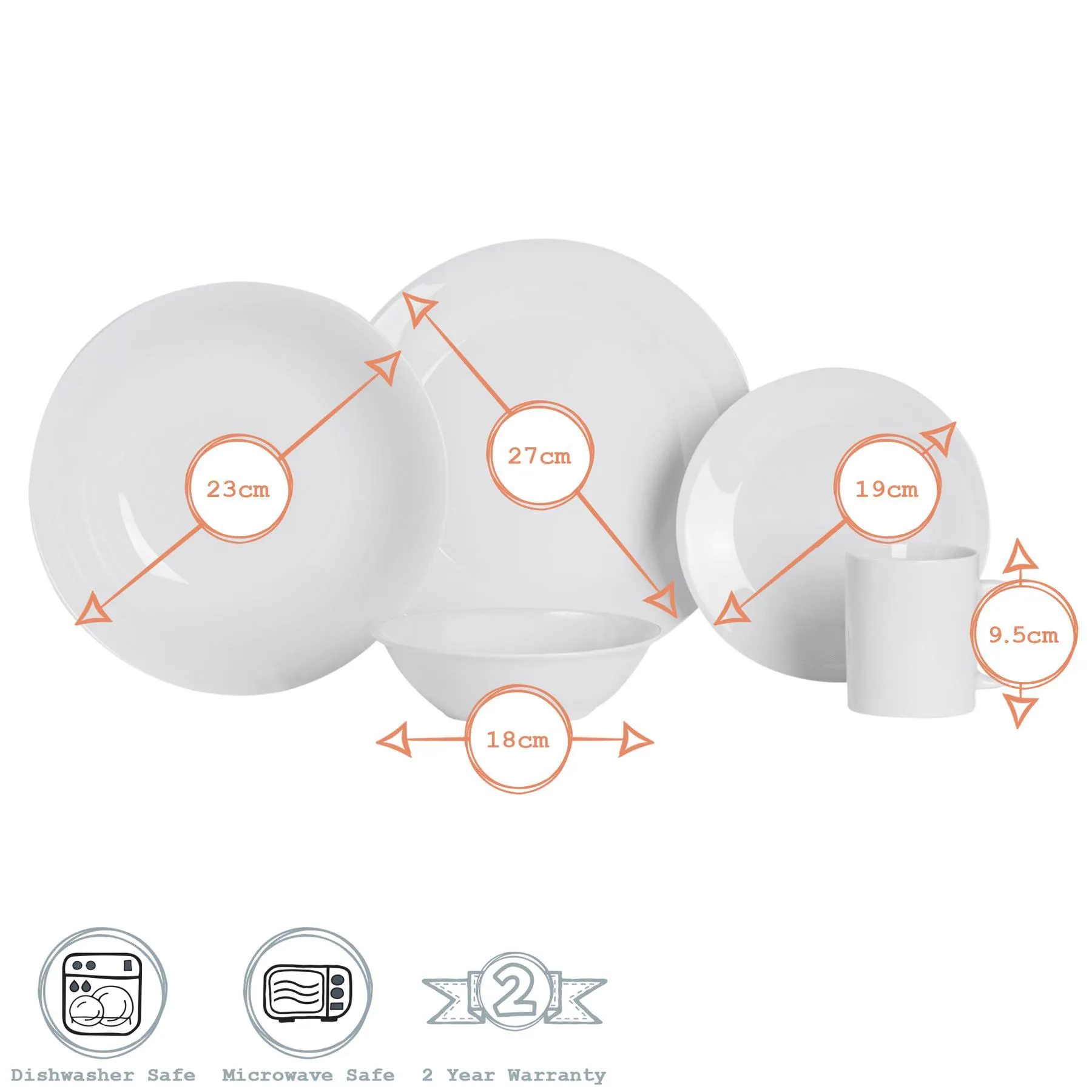 30pc White Dinner Set - By Argon Tableware