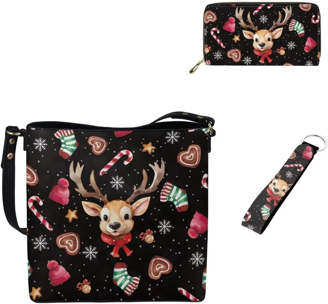 3Pcs Crossbody Bags Set Tote Bag Crossbody Bags for Women Wristlet Wallets for Women Keychain