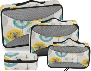 4 Pcs set organizer for travel Mesh Travel Essentials Dandelion Geometric Abstraction portable packing cubes for carry