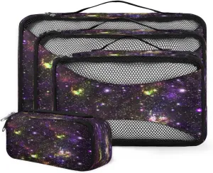 4 Set Packing Cubes Galaxy Space Travel Accessories Mesh Organizer Bag Luggage Travel Essentials for Carry on Suitcases