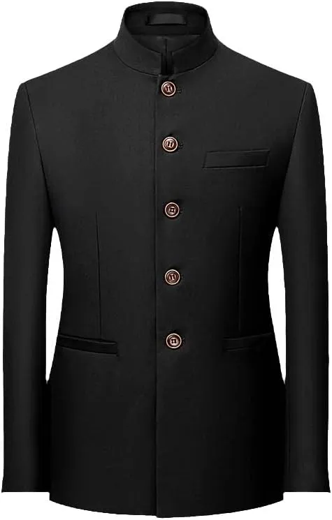 6 Colors Men Solid Color Stand Collar Suit Chinese Style Slim Fit Blazer Men Zhongshan Suit Jacket Chinese