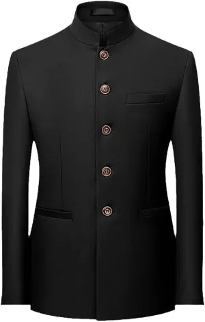 6 Colors Men Solid Color Stand Collar Suit Chinese Style Slim Fit Blazer Men Zhongshan Suit Jacket Chinese