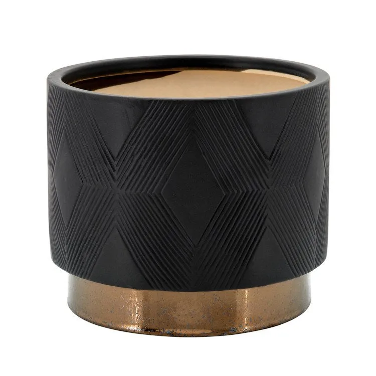 6"/8" Diamond Metallic Planters Set of 2 - Black