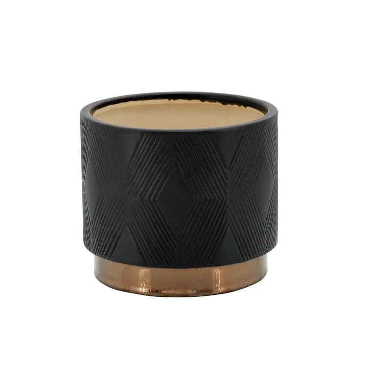 6"/8" Diamond Metallic Planters Set of 2 - Black