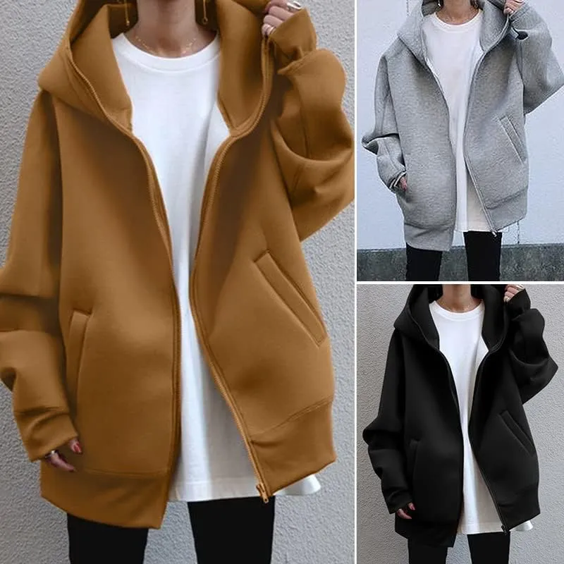 Akivide Womens Zip Up Oversized Hoodies Sweatshirt Long Sleeve Fall Winter Casual Loose Hooded Jacket with Pockets
