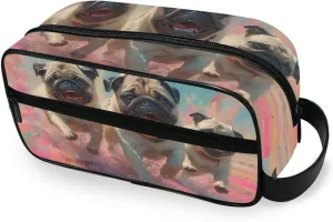 ALAZA Travel Toiletry Bag Hanging Dopp Kit Shaving Bag Large Dog Pug Toiletries Organizer Accessories Bags for Men Women