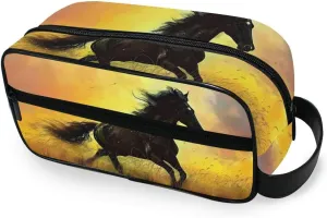 ALAZA Travel Toiletry Bag Hanging Dopp Kit Shaving Bag Large Horse Silhouette Toiletries Organizer Accessories Bags for Men Women