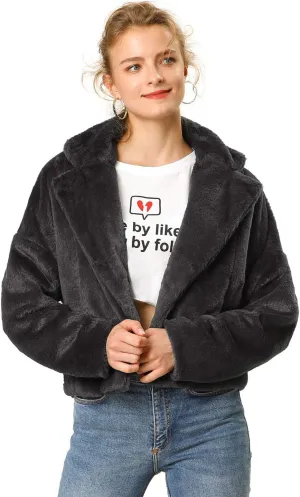 Allegra K Women's Winter Wedding Faux Fur Bolero Jacket Loose Formal Faux Fur Coat