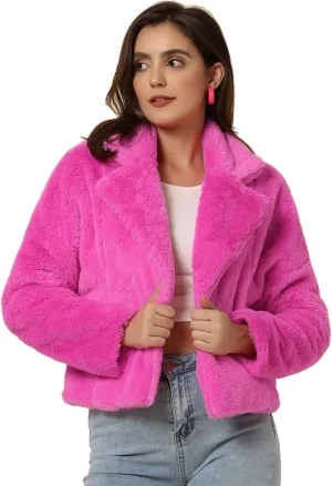 Allegra K Women's Winter Wedding Faux Fur Bolero Jacket Loose Formal Faux Fur Coat