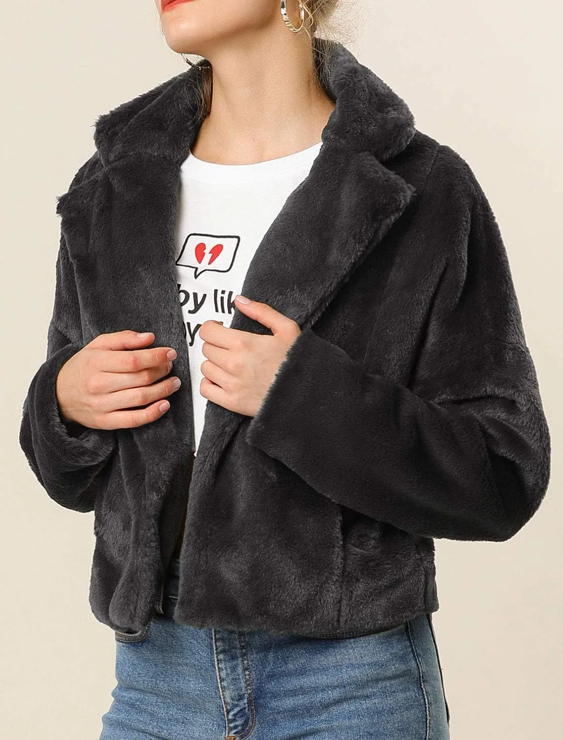 Allegra K Women's Winter Wedding Faux Fur Bolero Jacket Loose Formal Faux Fur Coat