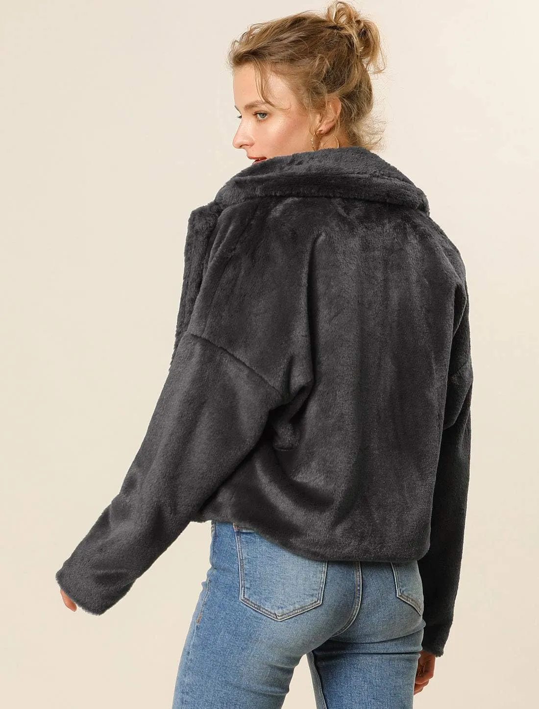 Allegra K Women's Winter Wedding Faux Fur Bolero Jacket Loose Formal Faux Fur Coat