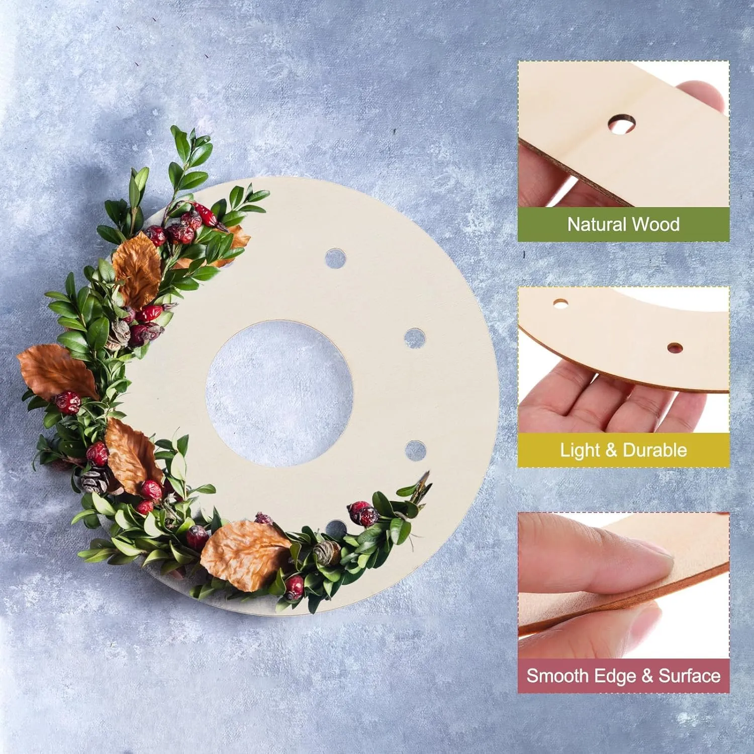 American Elm 10 Pcs Wooden Wreath Frames, Unfinished Floral Hoop Rings for DIY Craft