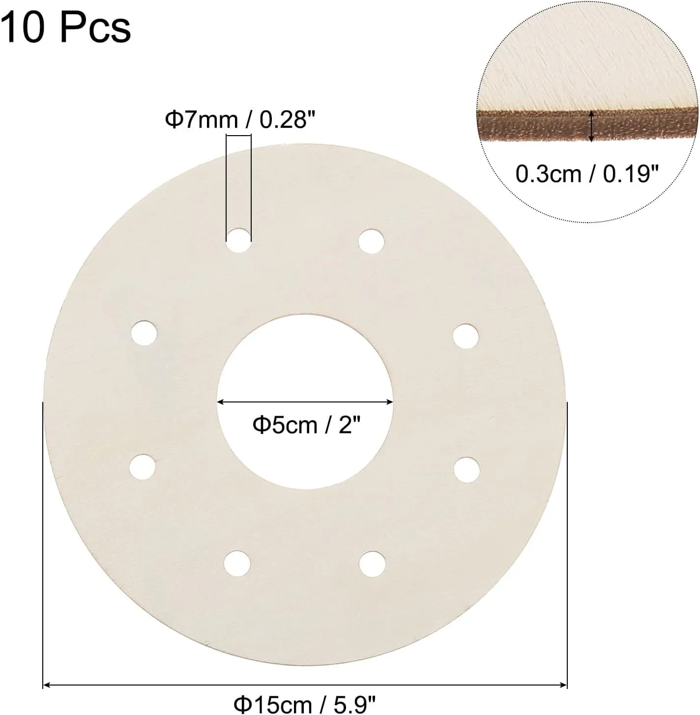 American Elm 10 Pcs Wooden Wreath Frames, Unfinished Floral Hoop Rings for DIY Craft