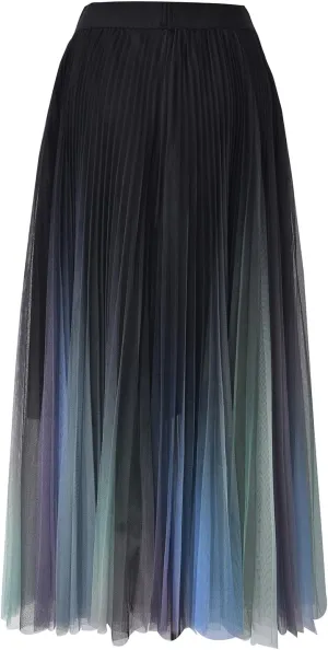 Apocrypha Womens A-Line Skirt Pleated Tulle Maxi Skirt Dance Party Casual Skirt