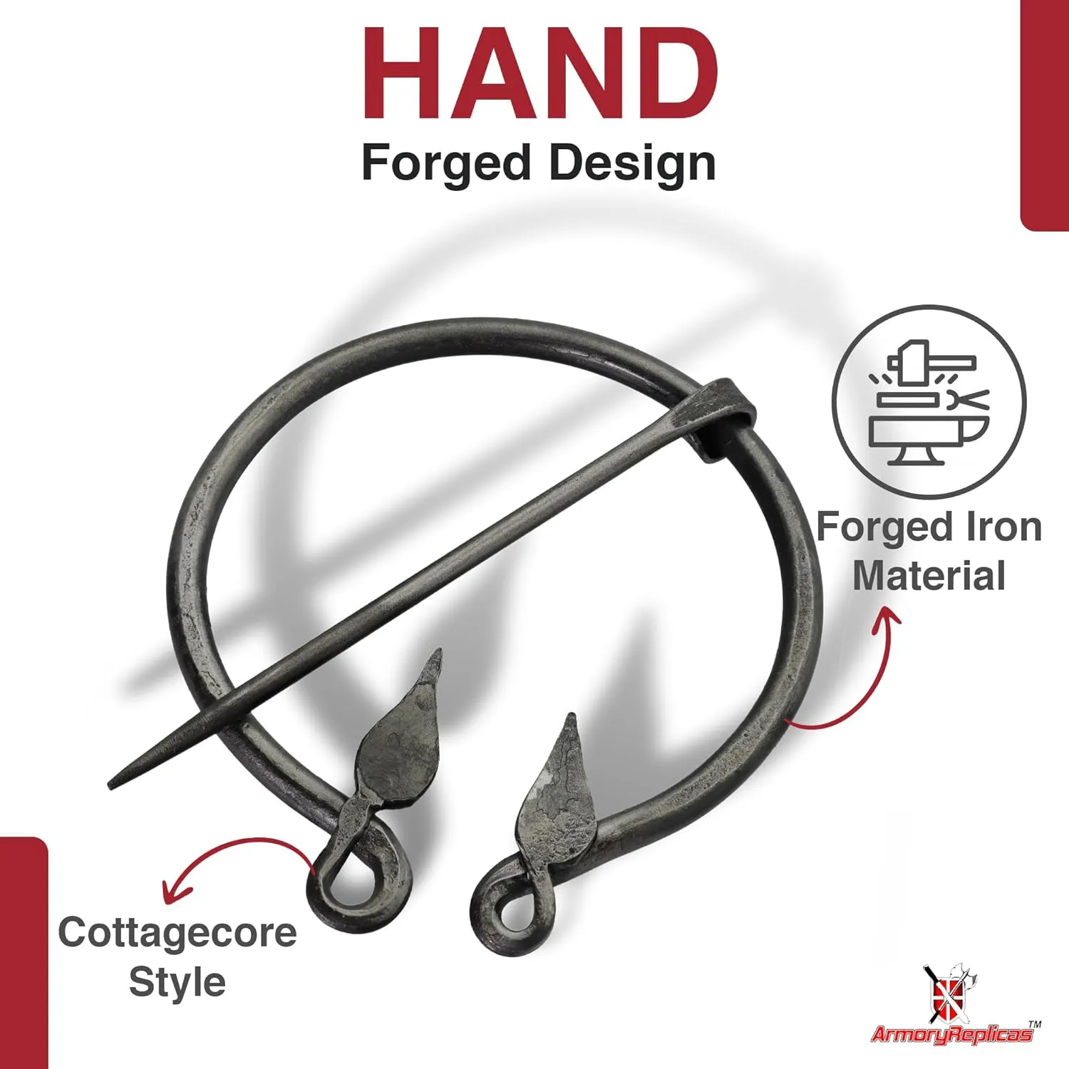 Armory Replicas Hand-Forged Viking & Celtic Cloak Pin Brooch  Medieval Fibula for Costumes, Reenactments, Cosplay & Historical Dress Accessories