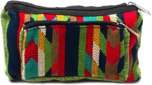 Aztec Tribal Print Pattern Adjustable Buckle Fanny Pack Waist Bag - Handmade Belt Pouch Boho Travel Accessories (Lime-Green/Multi)