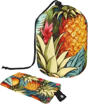 Barrel Drawstring Makeup Bag Large Cosmetic Bag Make up Bags Portable Toiletry Bag Organizer for Travel Toiletries Accessories - Pineapples