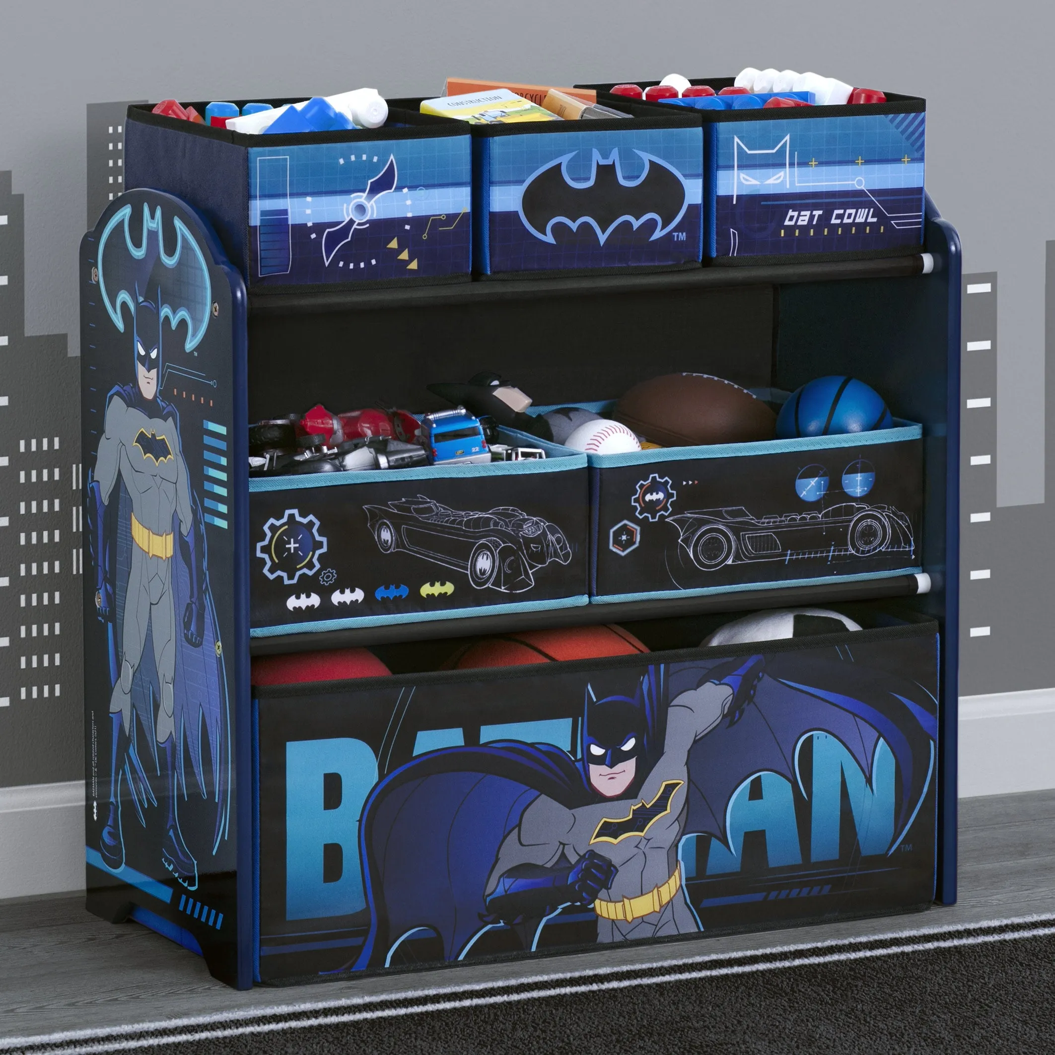 Batman 6 Bin Design and Store Toy Organizer