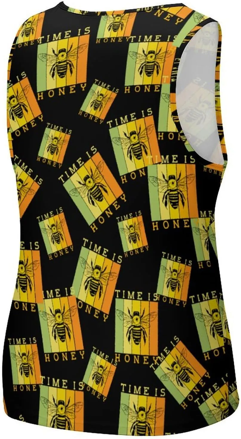 Bee Time is Honey Men's Tank Tops Summer Sleeveless T-Shirts Gym Workout Tee Casual Beach Tee