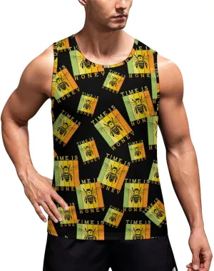 Bee Time is Honey Men's Tank Tops Summer Sleeveless T-Shirts Gym Workout Tee Casual Beach Tee