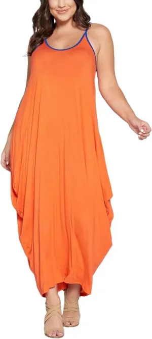 BFFBABY Women's Casual Maxi Dress Sleeveless Tie Dye Spaghetti Strap Summer Plus Size Swing Sundress with Pockets