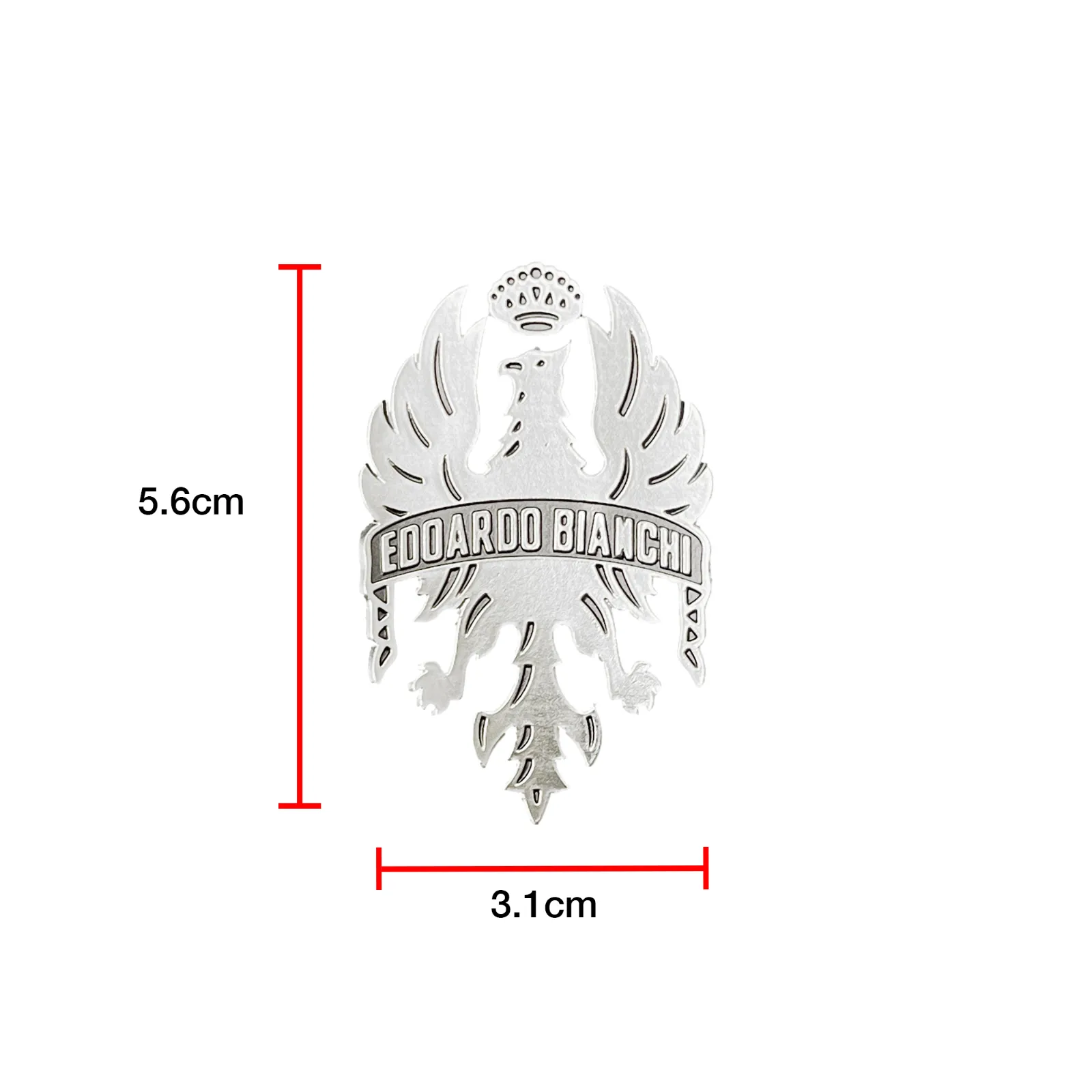 Bianchi Head Badge / Frame Badge - Silver - 5 x 3cm