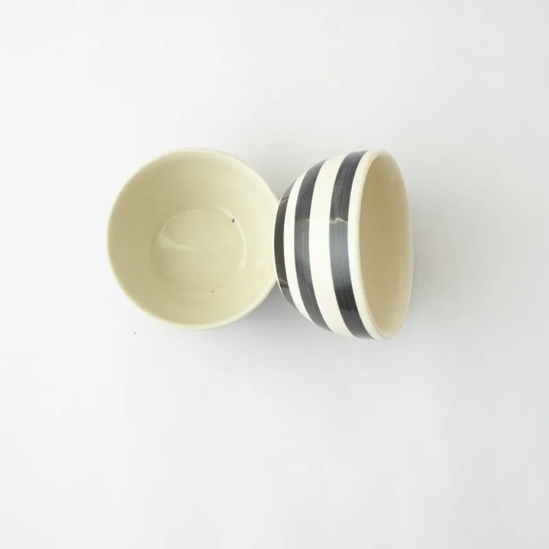 Black Stroked Ceramic Bowl | Set of 2