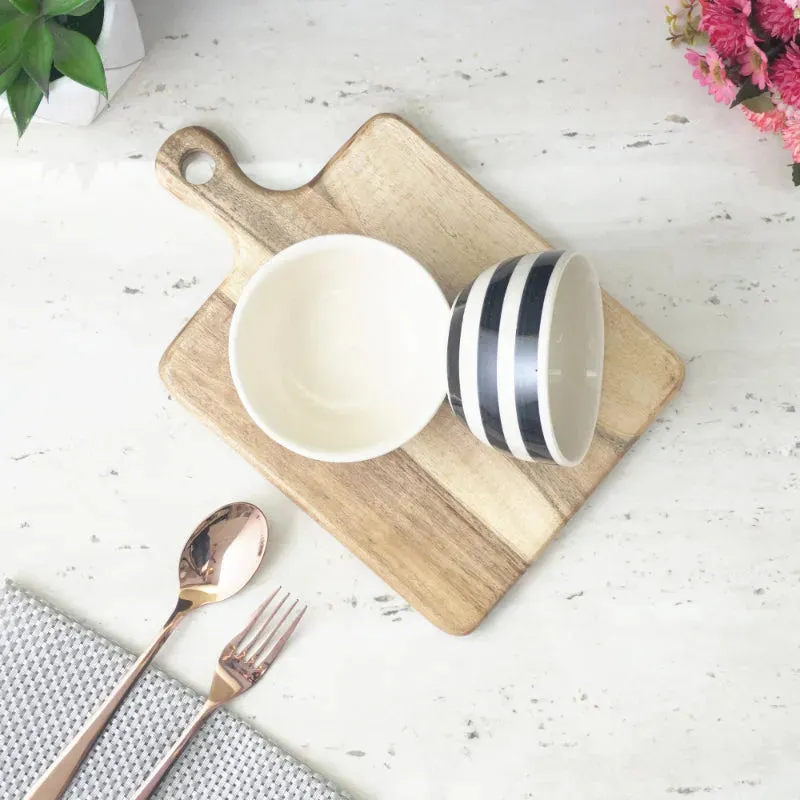 Black Stroked Ceramic Bowl | Set of 2