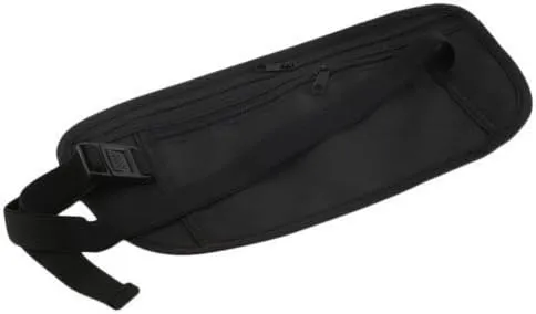 Black Travel Waist Pouch for Passport Money Belt Bag Hidden Security Wallet Us