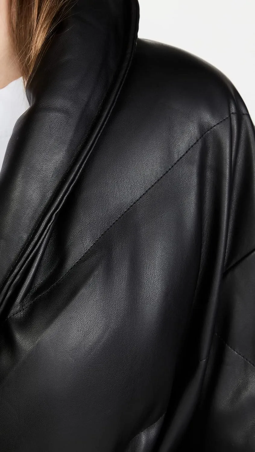 [BLANKNYC] womens Black Vegan Leather Puffer Belted Jacket