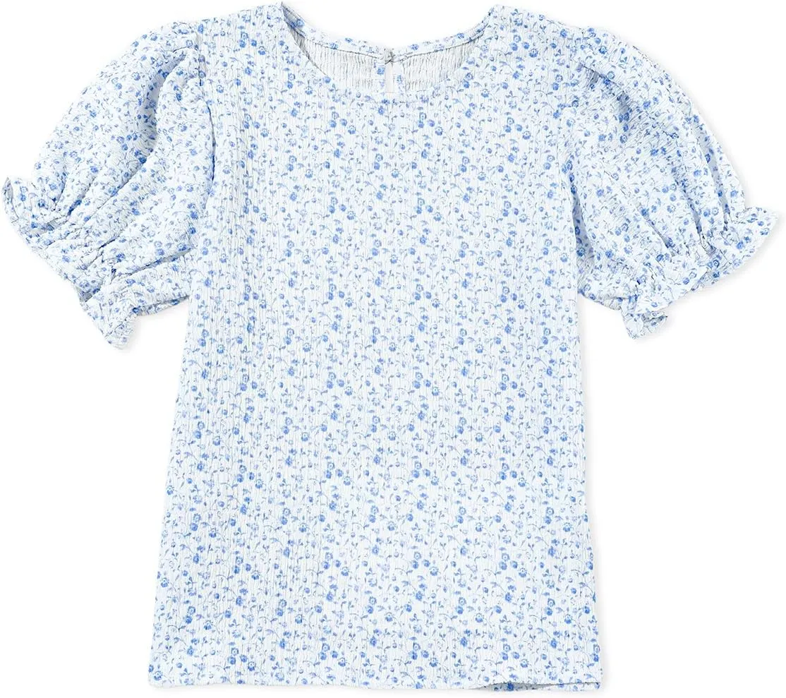blibean Tween Girls 2024 Boho Floral Puff Sleeve Shirt Size 6-15 Years