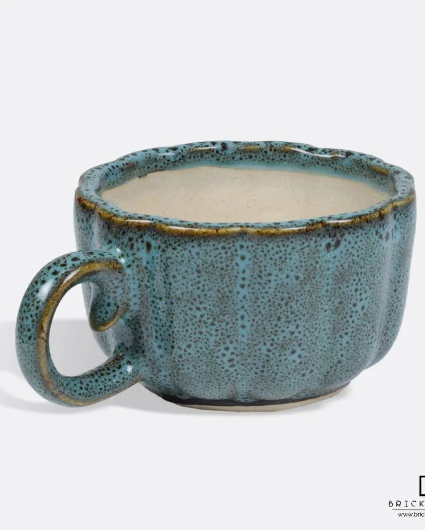 Blue Cup Ceramic Planter Without Plant