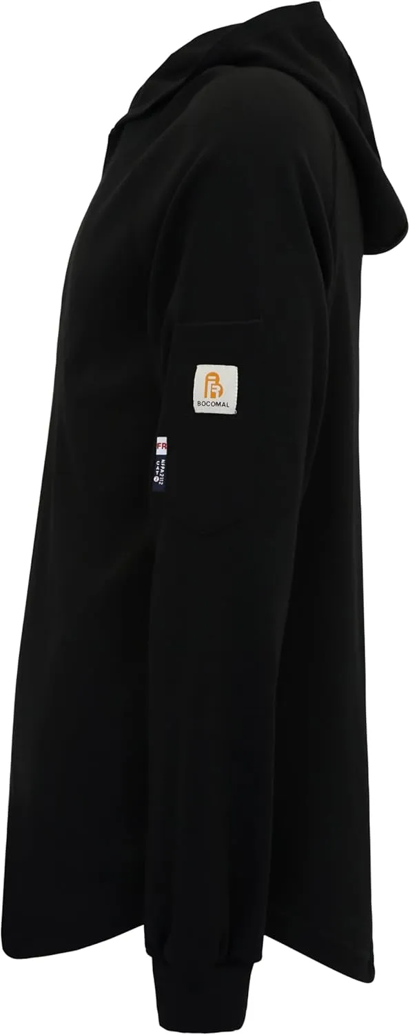 BOCOMAL FR Hooded T Shirts 7.1oz Flame Resistant FR Shirt NFPA2112 CAT2 Fire Retardant Work Hoodies