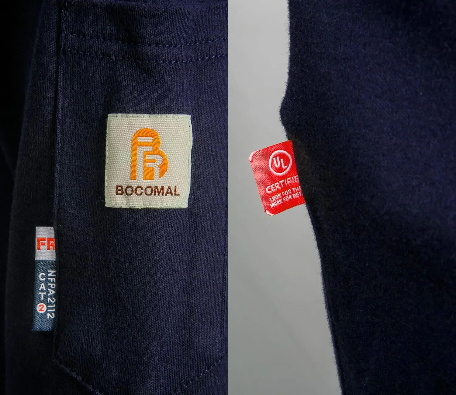 BOCOMAL FR Hooded T Shirts 7.1oz Flame Resistant FR Shirt NFPA2112 CAT2 Fire Retardant Work Hoodies
