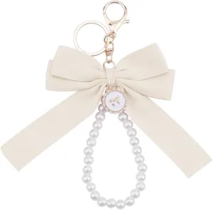 Bow Pearl Keychain for Women Lanyard Wristlet for Keys Bowknot Accessories for Car Keys Birthday Gifts for Women Girls