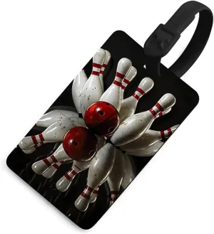 Bowling Ball Strikes Bowling Pins Sports Luggage Tags for Suitcases TPU Baggage Handbag Tag with Name ID Card Travel Accessories Black-Style