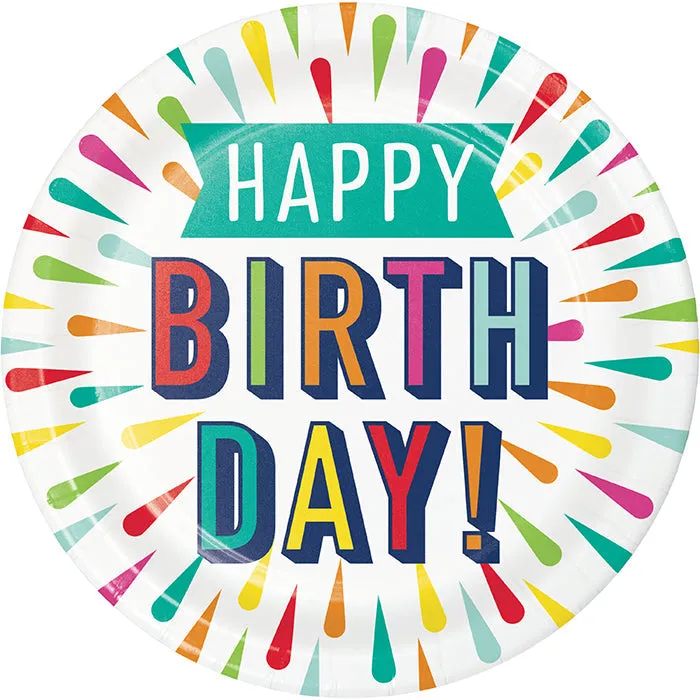 Bulk Pack of 16 Birthday Burst Paper Plates