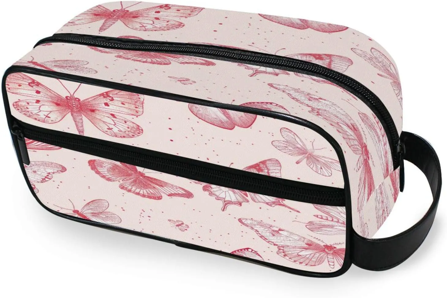 Butterflies and Dragonflies Travel Toiletry Bag for Women Men, Hanging Cosmetic Bag, Water Resistant Shaving Bag for Toiletries Accessories