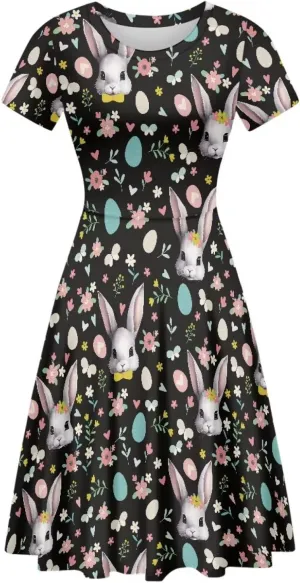 Buybai Summer Dresses for Women Crewneck Party Midi Dress Casual Short Sleeve Vacation Dresses